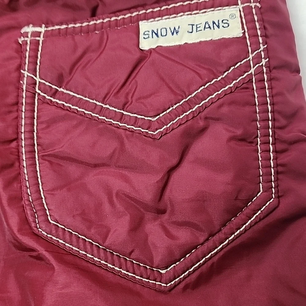 Vintage 1970's Montgomery Ward Snow Jeans Red Insulated Snow Pants Size 14 Kids